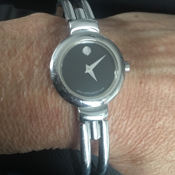 Movado Accessories - Movado Women's Silver Watch with Black Dial
